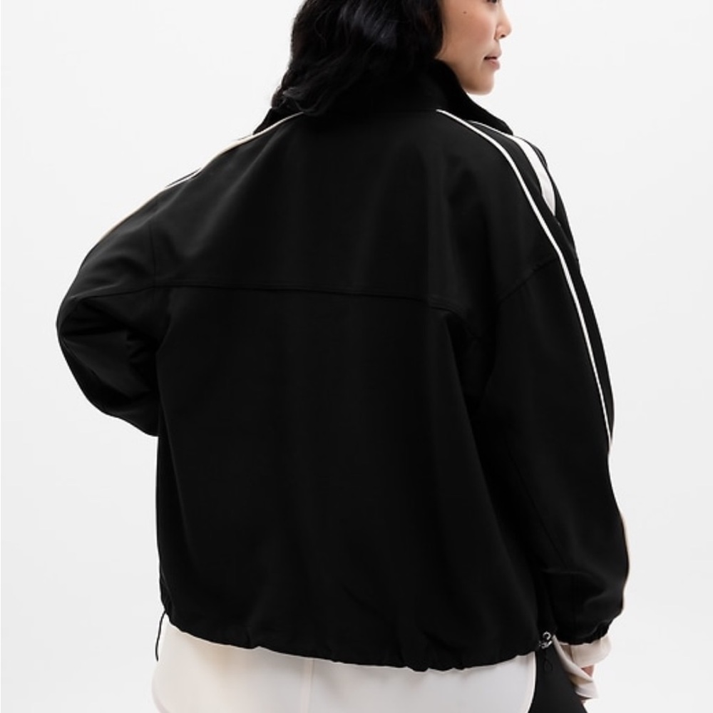 Athleta MVP track jacket in black/bone like new size petite xxs - Picture 2 of 4